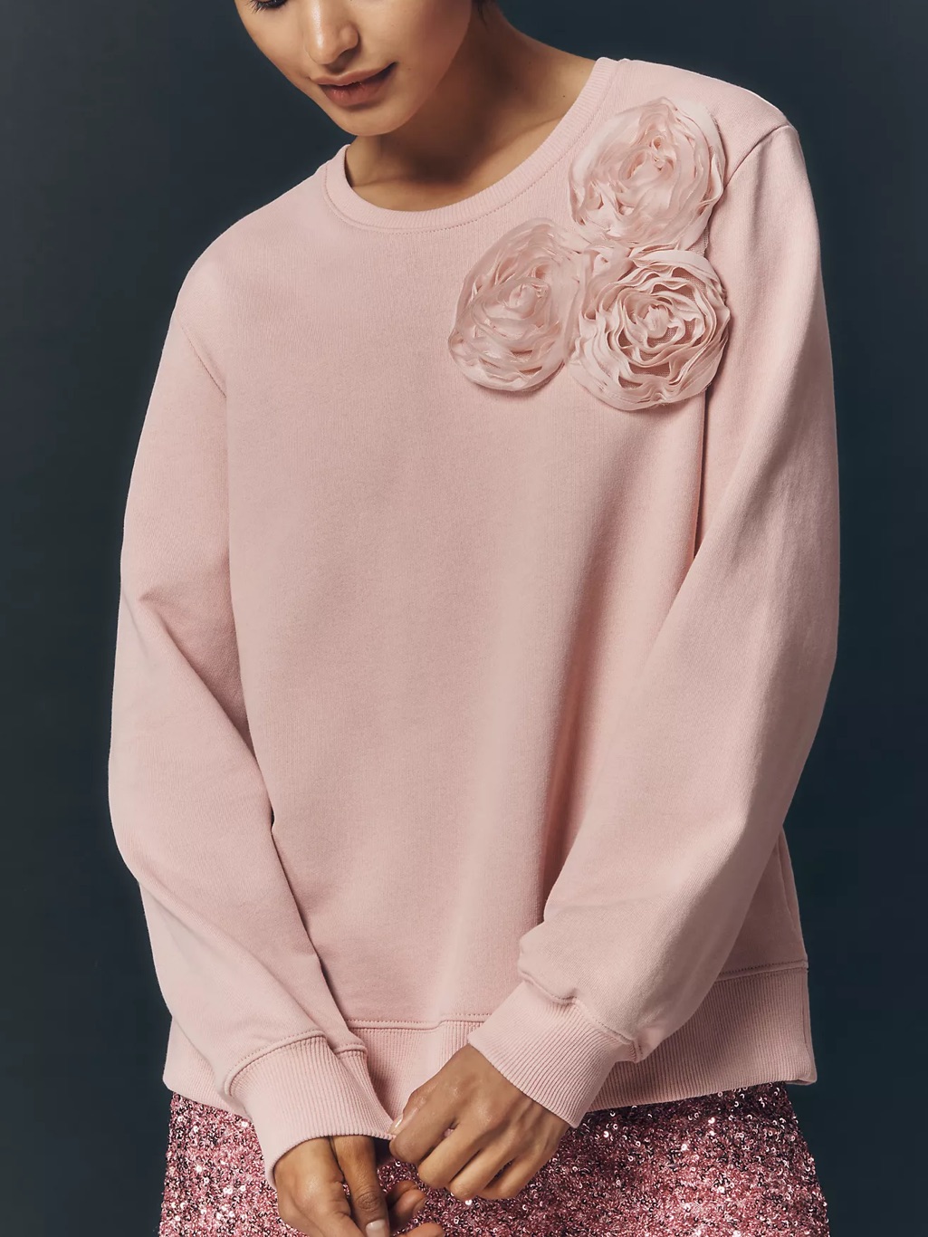 Nwt Maeve 3d Rose Embellished Sweatshirt Size S